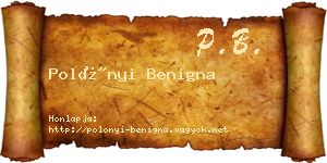Polónyi Benigna névjegykártya